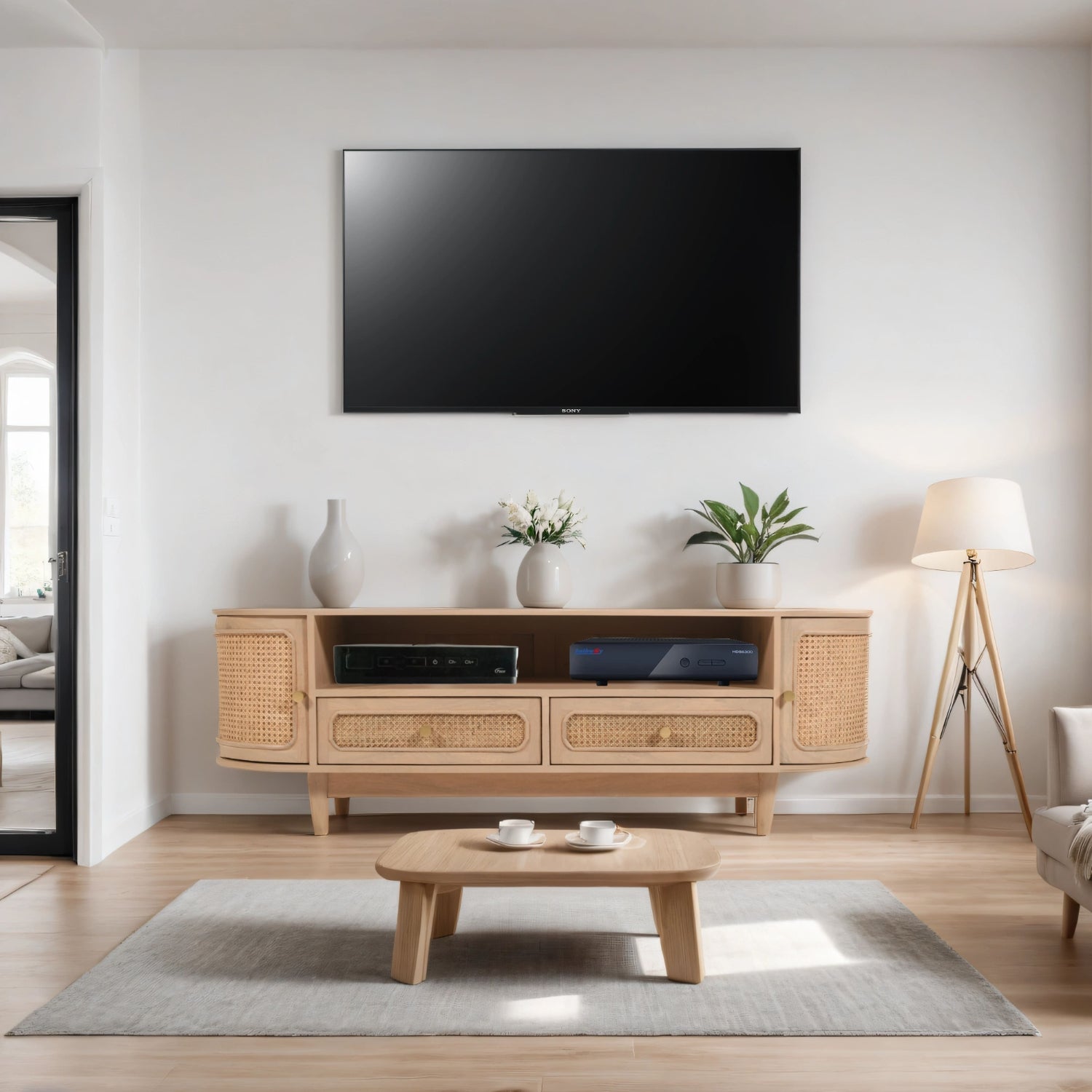 Chester Cane And Wood 2 Drawers TV Cabinet