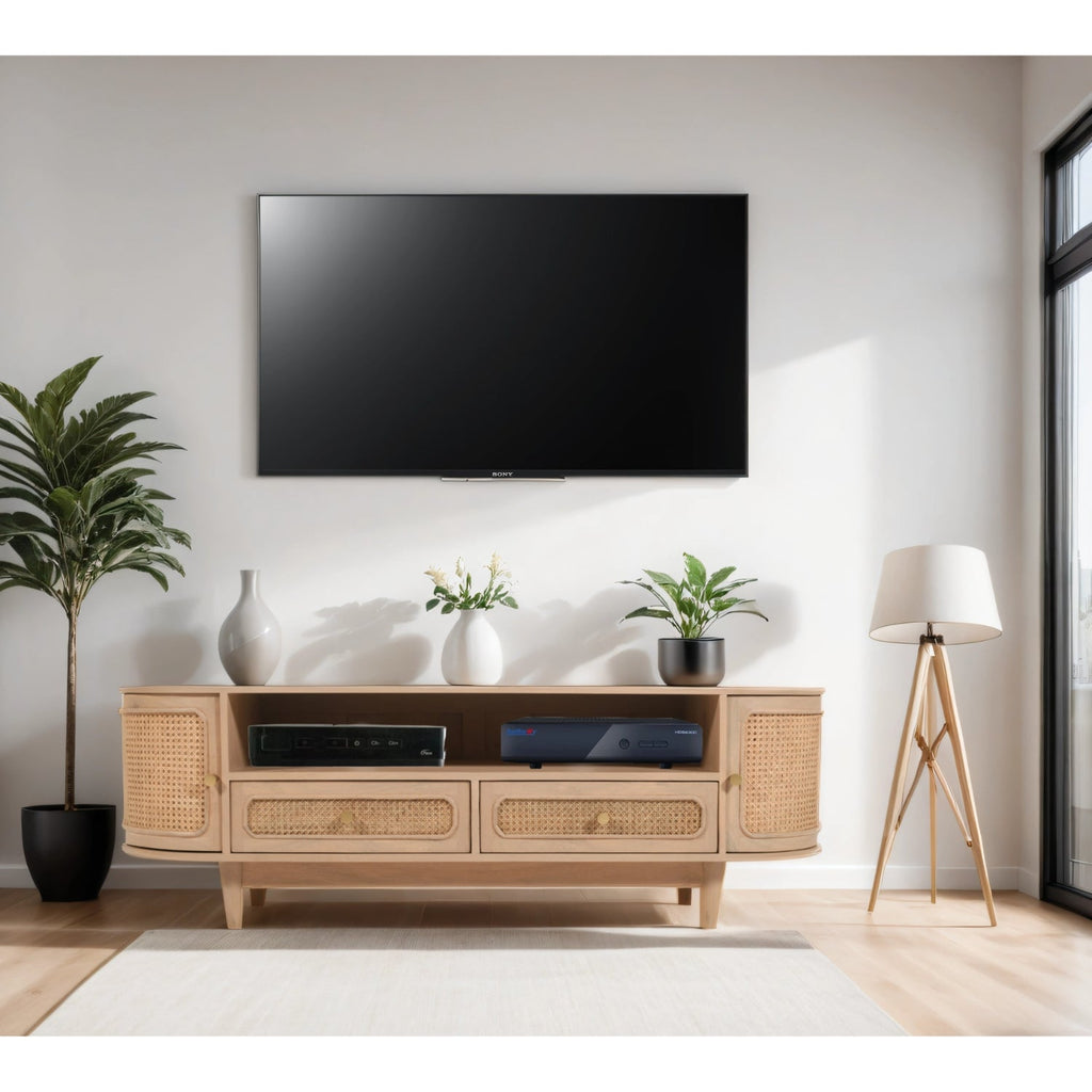 Chester Cane And Wood 2 Drawers TV Cabinet