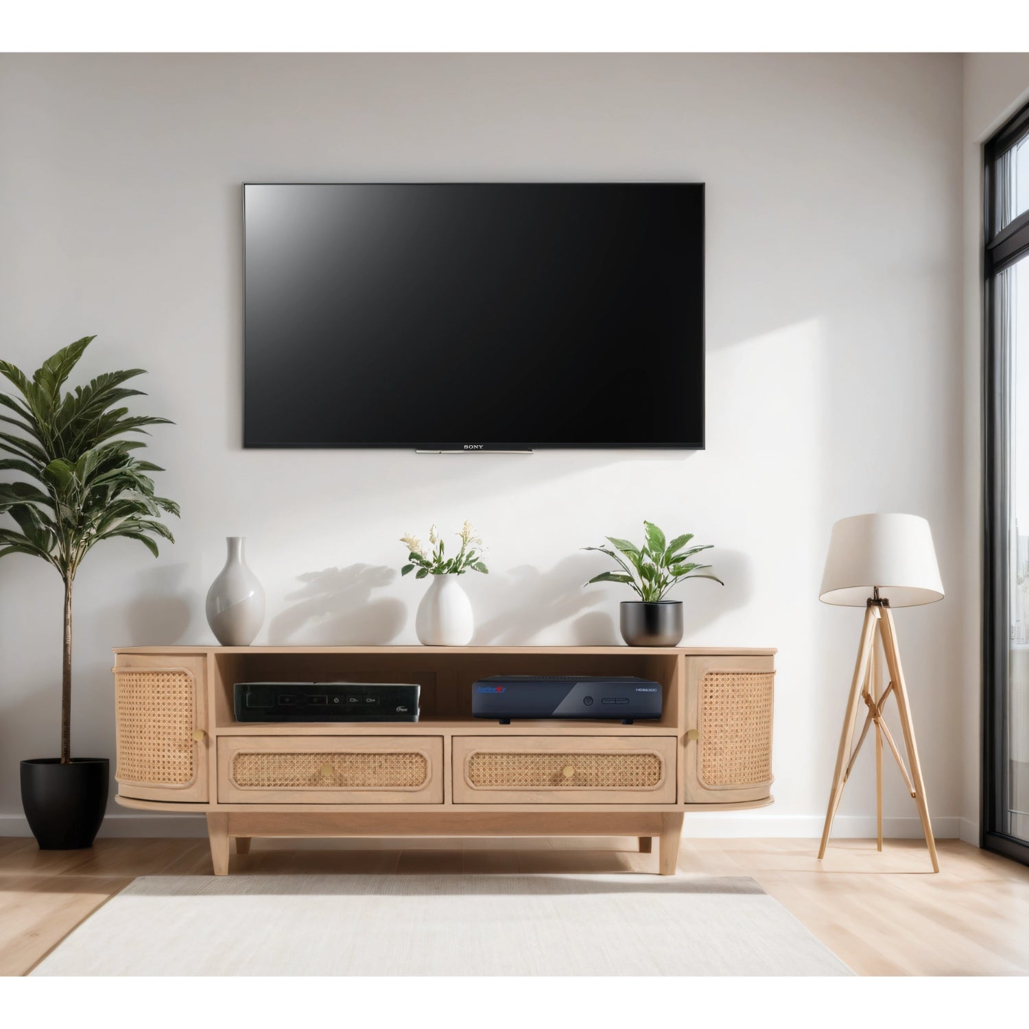 Chester Cane And Wood 2 Drawers TV Cabinet