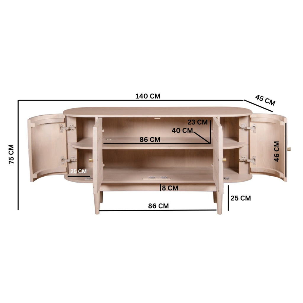 Chester Cane And Wood 4 Doors Sideboard