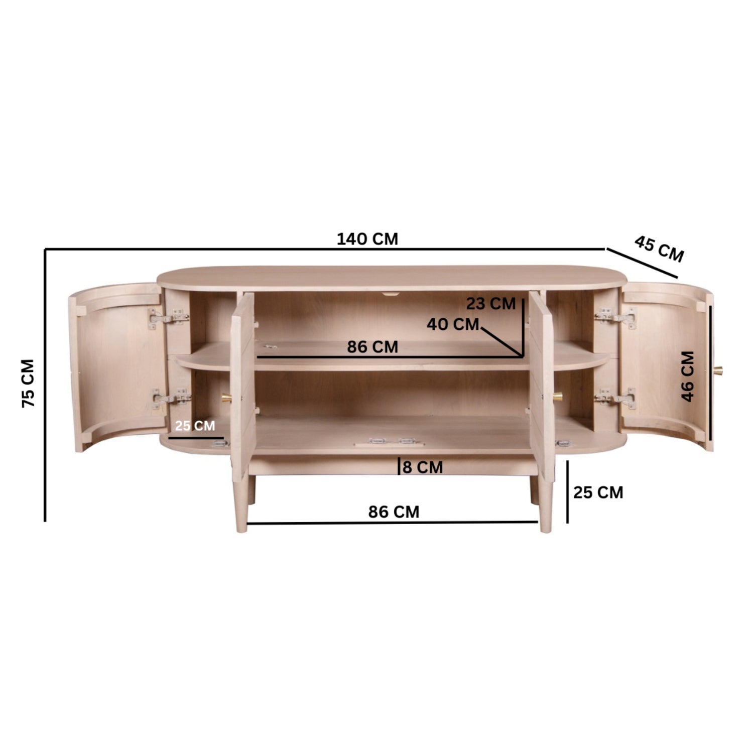 Chester Cane And Wood 4 Doors Sideboard