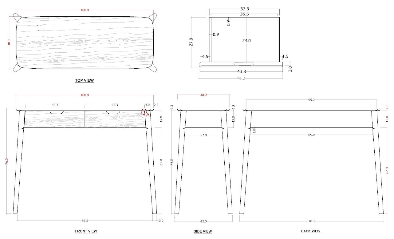 Norway 2 Drawer Dark Walnut Console Table