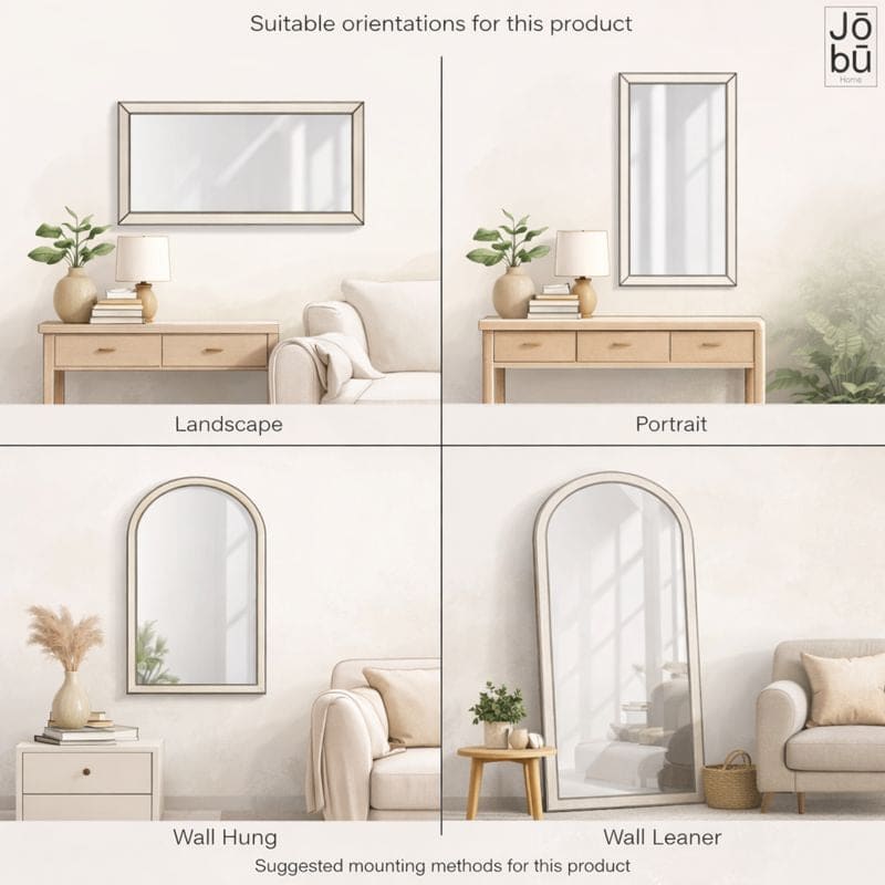 Aimi - Full Length Black Metal Rectangle Window Mirror - 180cm x 105cm.